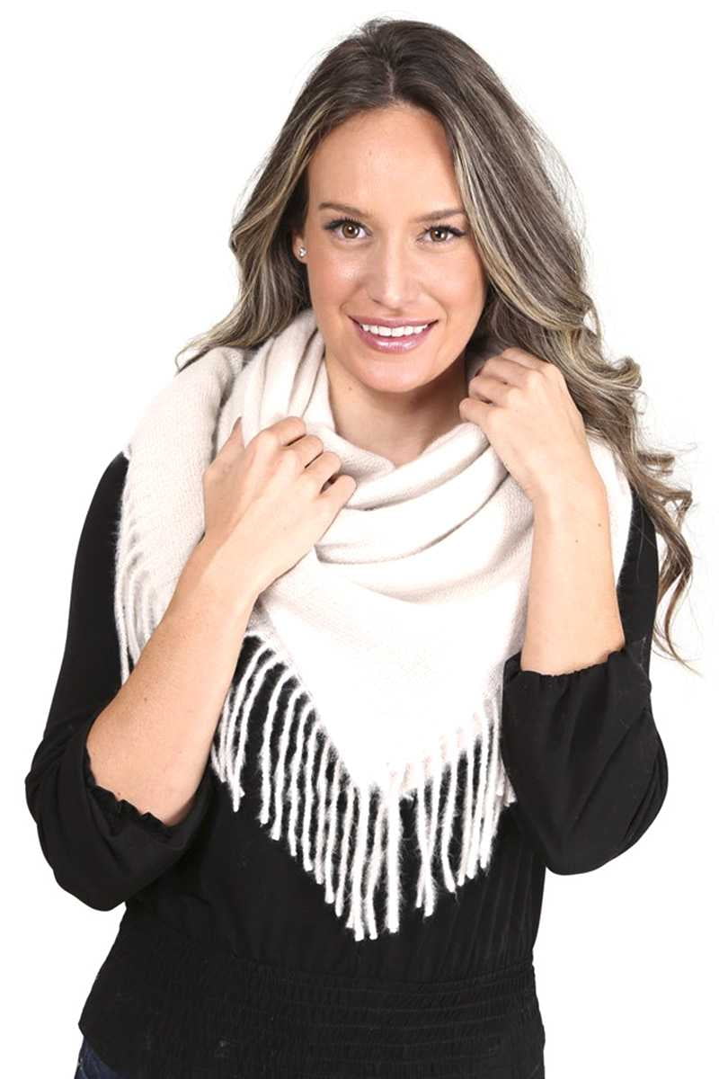 Women's Essential Solid Color Sheer Twisted Crinkle Scarf Shawl Wrap w/ Fringes 