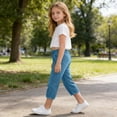 thumbnail image 2 of Kukoosong Girls' Elastic Waist Capri Pants with Pockets, Soft Stretchy Cropped Pants for Casual Summer Daily Wear, School Playtime, Loose Straight Leg Pants for Girls, 2 of 6