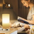 thumbnail image 4 of Bedside Lamp with USB Port & AC Outlet - Touch Control Table Lamp for Bedroom 3 Way Dimmable Nightstand Lamp with Round Glass Shade for Living Room Kids Room Dorm Home Office(LED Bulb Included)., 4 of 4