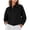 Black, variant on Women’s Cropped Denim Blouse Lapel Zip Up Drop Shoulder Tops Vintage Versatile Streetwear with Pockets