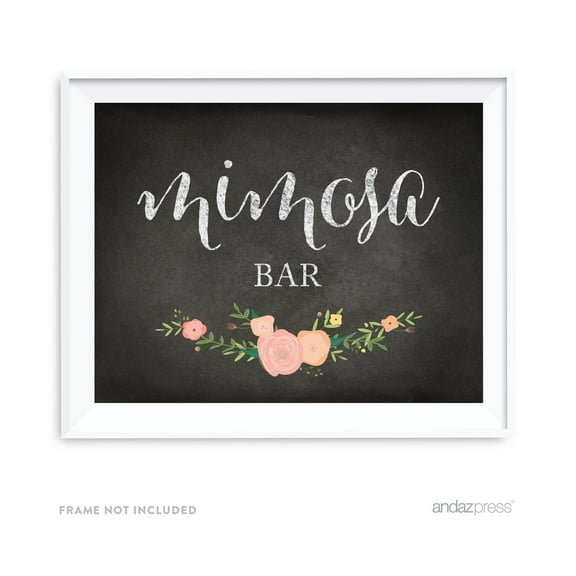 Mimosa Bar Chalkboard & Floral Roses Wedding Party Signs