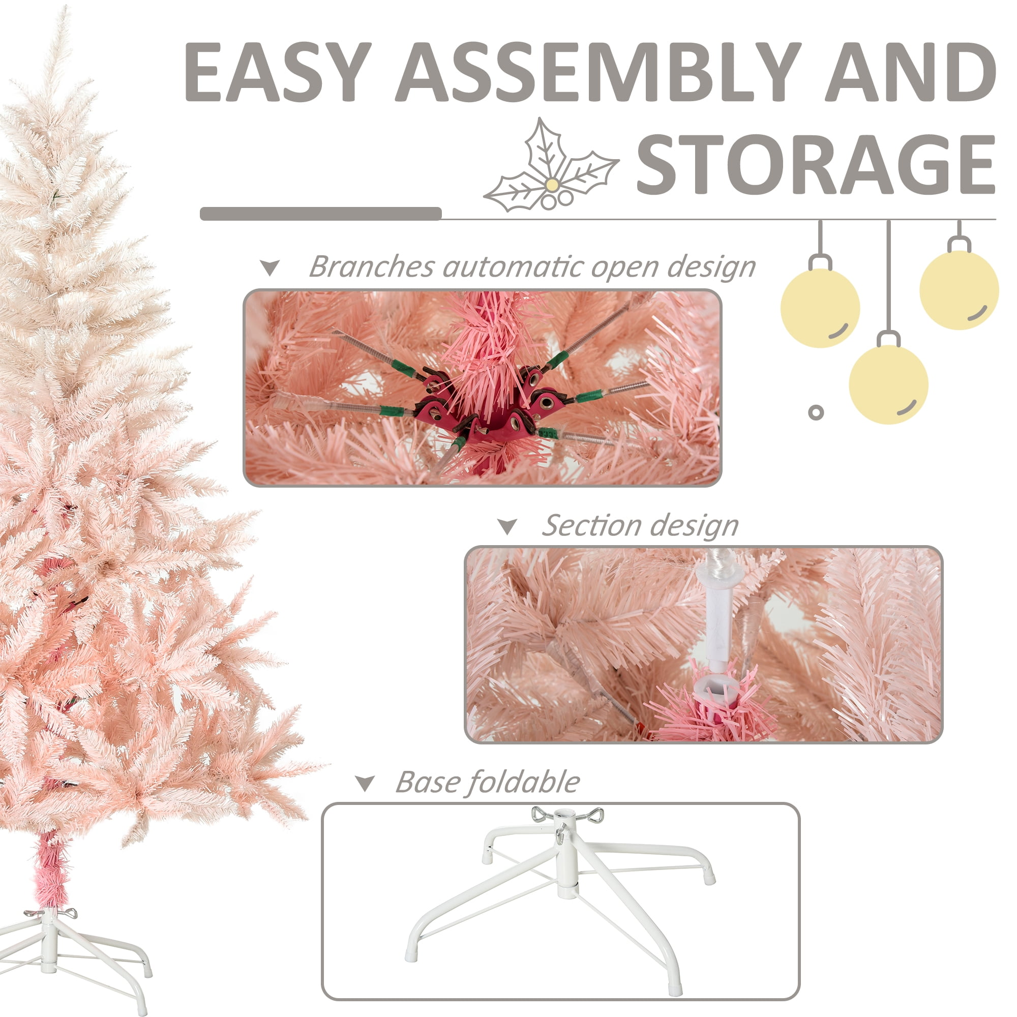 7ft Unlit Full Christmas Tree 1000 Tips Auto-Open Branches Flame Retardant Indoor Decor