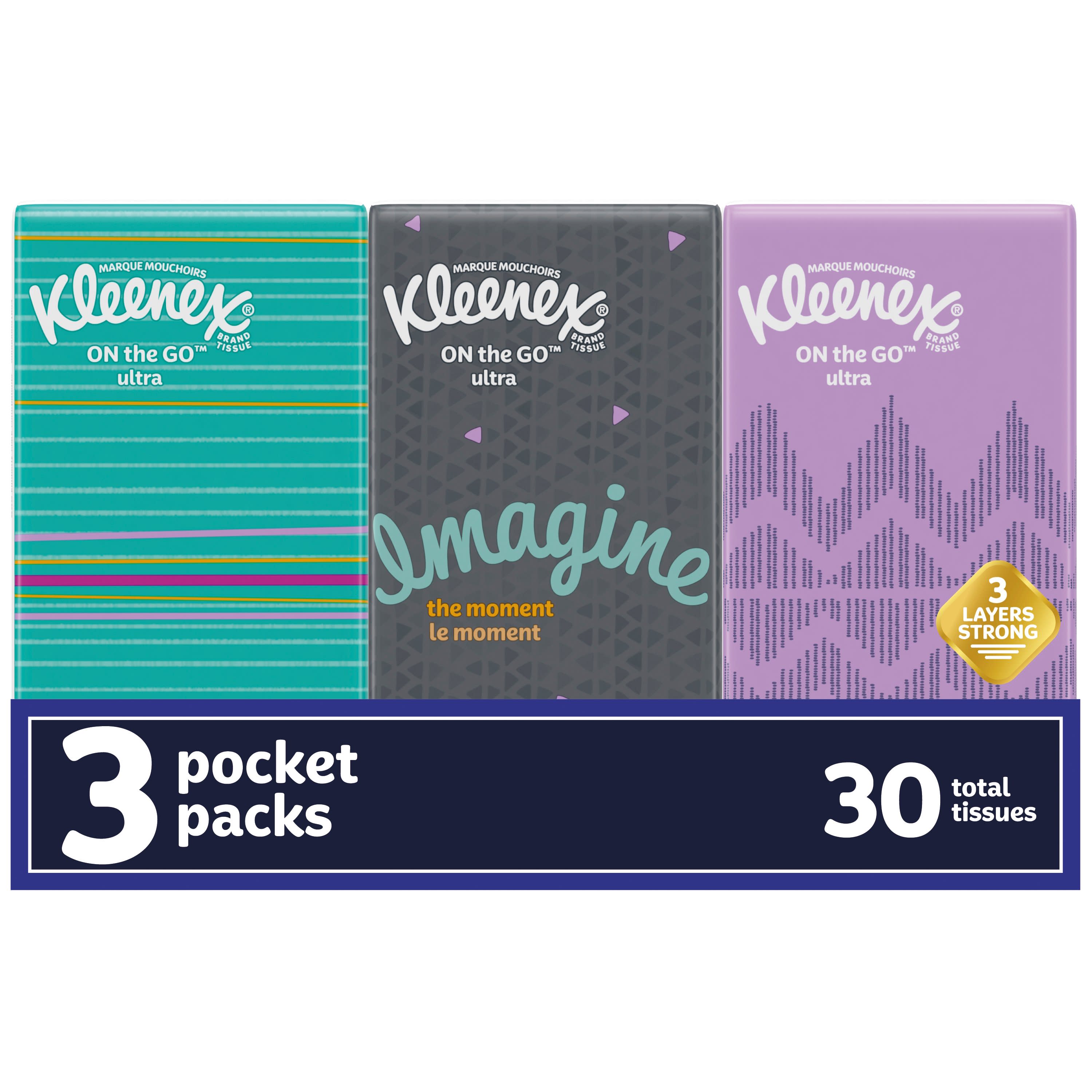 Kleenex/® 3-Ply Pocket Packs Facial Tissues 16 packs of 10 tissues
