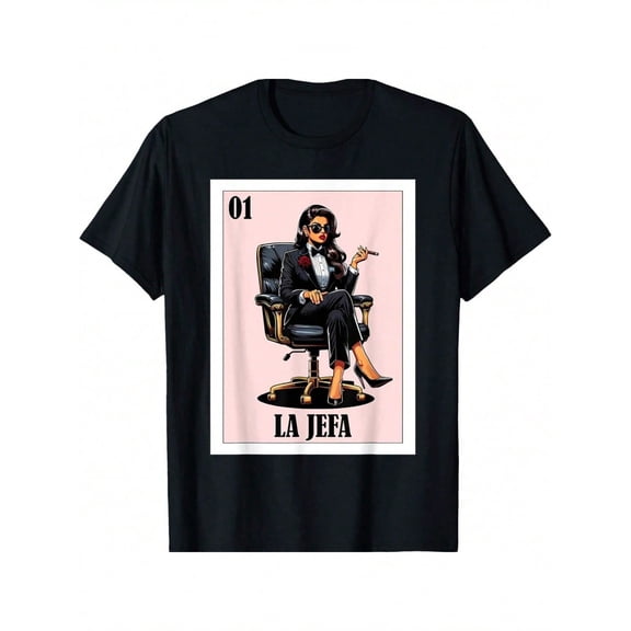 Funny Mexican Design For Hispanas - La Jefa T-Shirt Women Summer Short Sleeve Funny Printed Cotton T Shirt Graphic Tees Women Tops