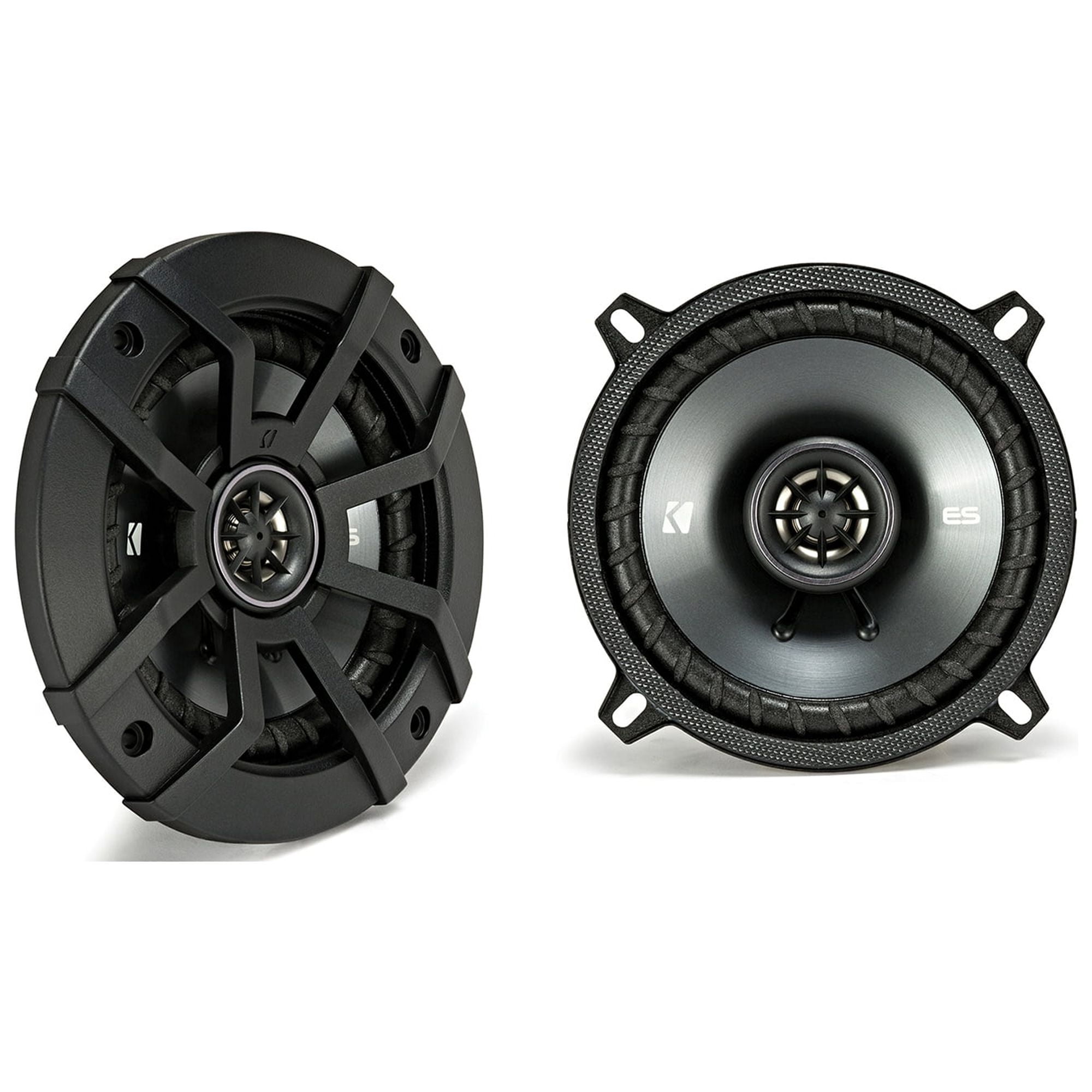 KICKER 48ESC5 - 5.25 inch, 190 Watts Peak, 2-Way Car Speakers, Black Grilles, Poly-Blend Cone, 13mm Tweeter, Zero Tweeter Protrusion