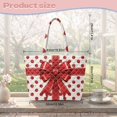 thumbnail image 7 of HUIACONG Red Bow Polka Dot Quilted Tote Bag Sturdy Shaped Washable Large Capacity Plush Shoulder Handbag for Holiday Shopping, Party Outings, Work Commute & Daily Use, 7 of 7