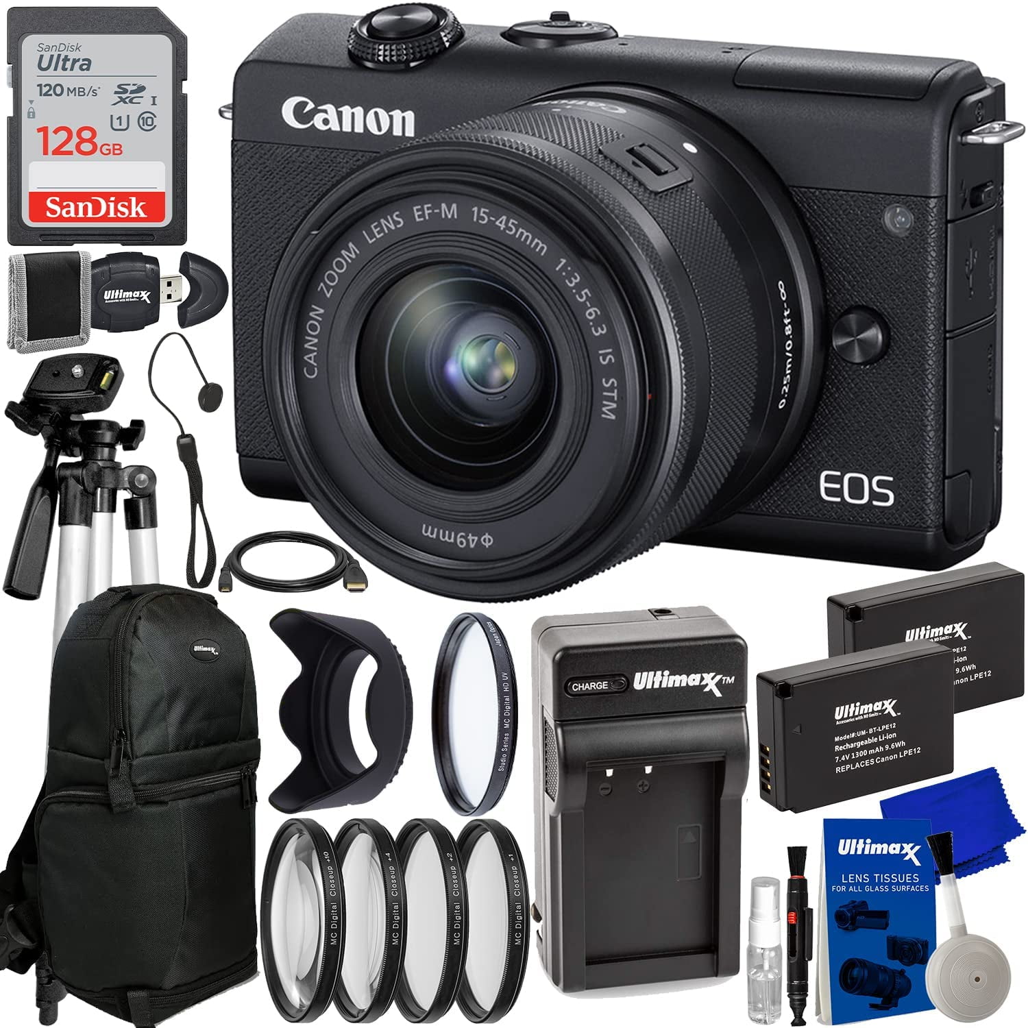 Canon EOS M200 Mirrorless Digital Camera with 1545mm Lens (Black