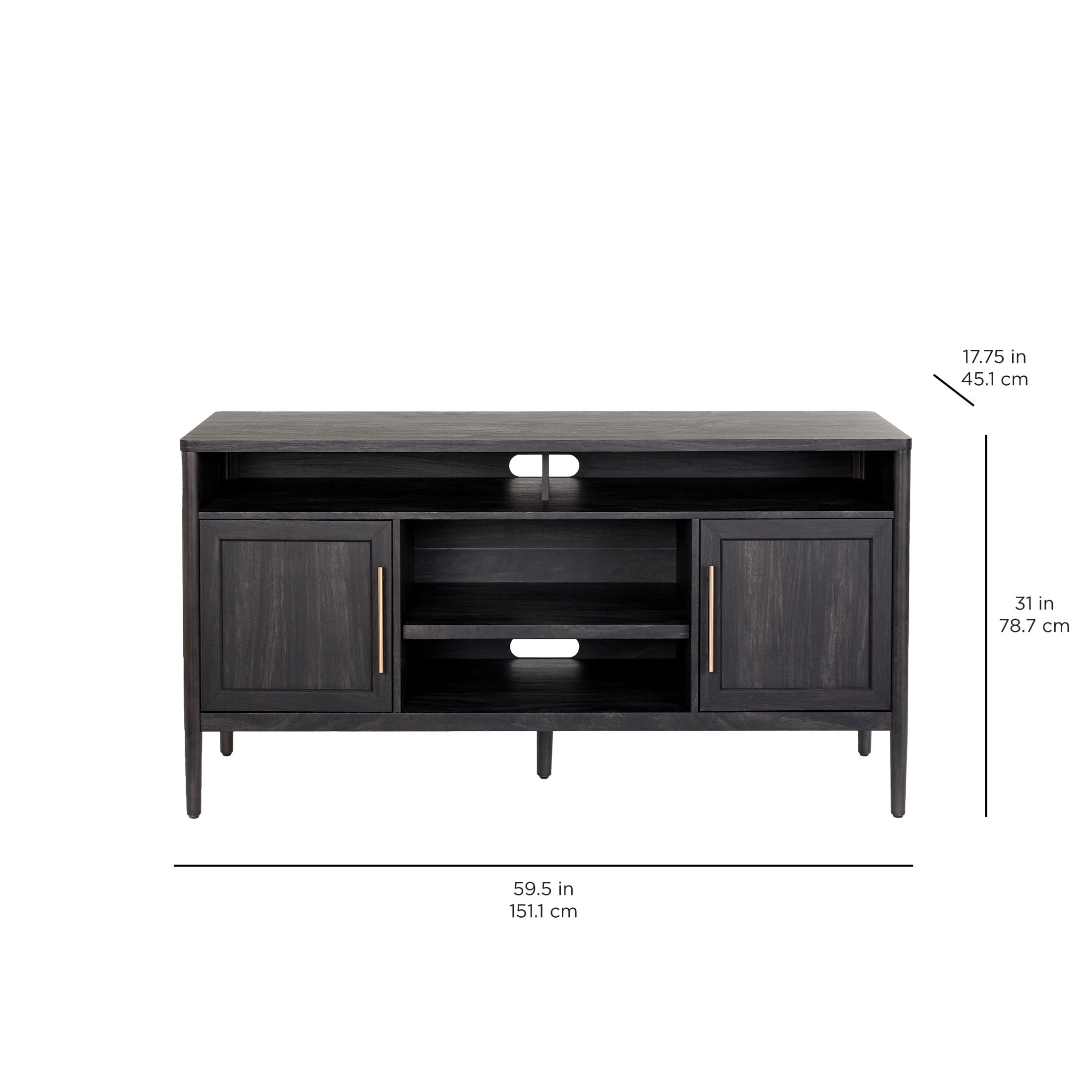 Better Homes & Gardens Oaklee TV Stand for TVs up to 70”, Charcoal Finish