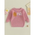 thumbnail image 4 of Infant Girls Autumn Sweater, Flower Letter Pattern Long Sleeve Round Neck Knitwear Pullover, 4 of 8