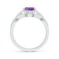 thumbnail image 2 of ANGARA Natural Triple Shank Oval 1.6 ct Amethyst and Diamond Halo Ring in 14K White Gold for Women (Size-9x7mm) | February Birthstone, Anniversary, Jewelry Gift for Women | Natural Amethyst Ring, 2 of 7