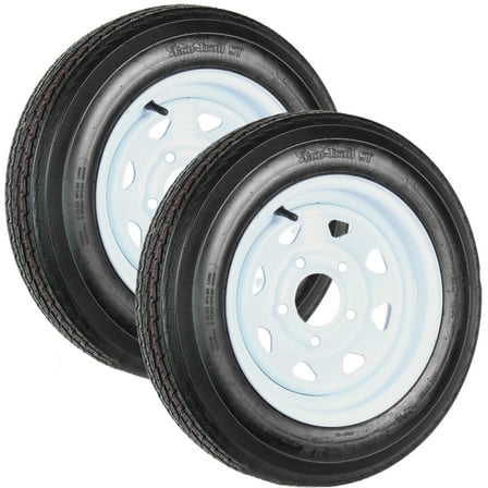 eCustomrim 2-Pk Trailer Tire On Rim 4.80-12 Load B 5 Lug White Spoke Wheel 2 Year Warranty