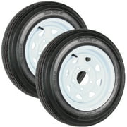 eCustomrim 2-Pk Trailer Tire On Rim 4.80-12 Load B 5 Lug White Spoke Wheel 2 Year Warranty