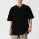 thumbnail image 1 of pstuiky Mangas cortas para hombre, Camisa informal de manga corta con cuello en V y textura vertical de color liso para hombre camisetas de hombre xxxxl, 1 of 4