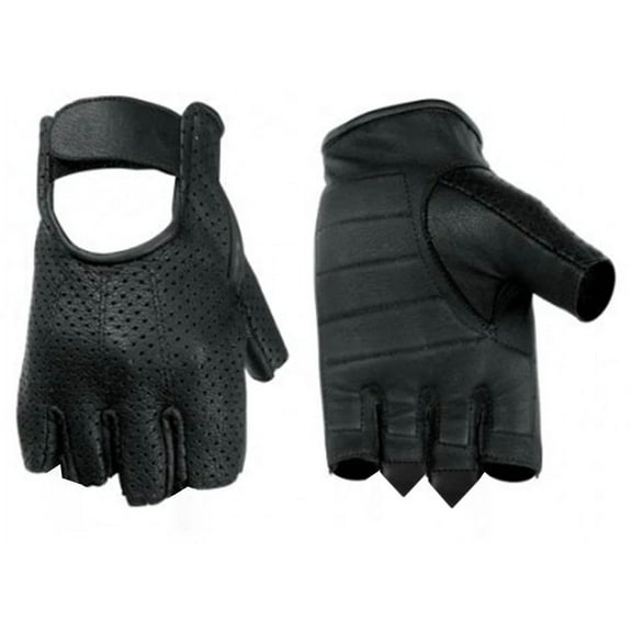 Aniline Goat Leather Gloves – Fingerless Motorcycle Gloves with Perforated Action and Gel Palm