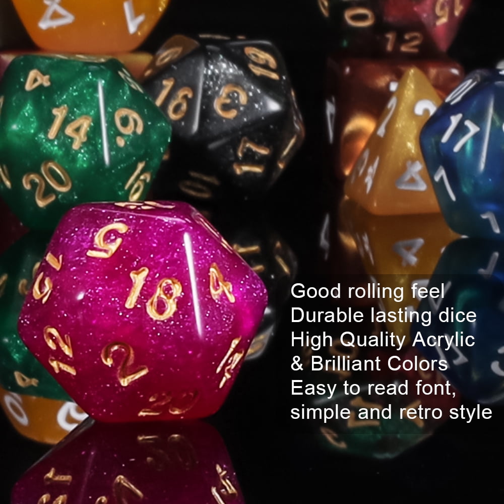 CiaraQ DND Dice Set - 20 x 7 (140pcs) Polyhedral Dice for Dungeons and Dragons D&D RPG MTG Role Playing Table Games, with a Large Flannel Bag