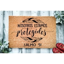 Nosotros Estamos Protegidos Salmo 91 | Espanol Religious Doormat | Welcome Mat | Door Mat | Christian | Welcome Mat | Housewarming Gift