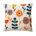 thumbnail image 1 of Taie d'Oreiller Décorative, Ensemble de Coussins à Broderie Carrée, Motif Floral de Plante Moderne, 1 of 5