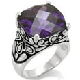 thumbnail image 1 of Alamode TK016-7 Bague en Acier Inoxydable Poli pour Femmes avec CZ de Qualité AAA en Améthyste - Taille 7, 1 of 1