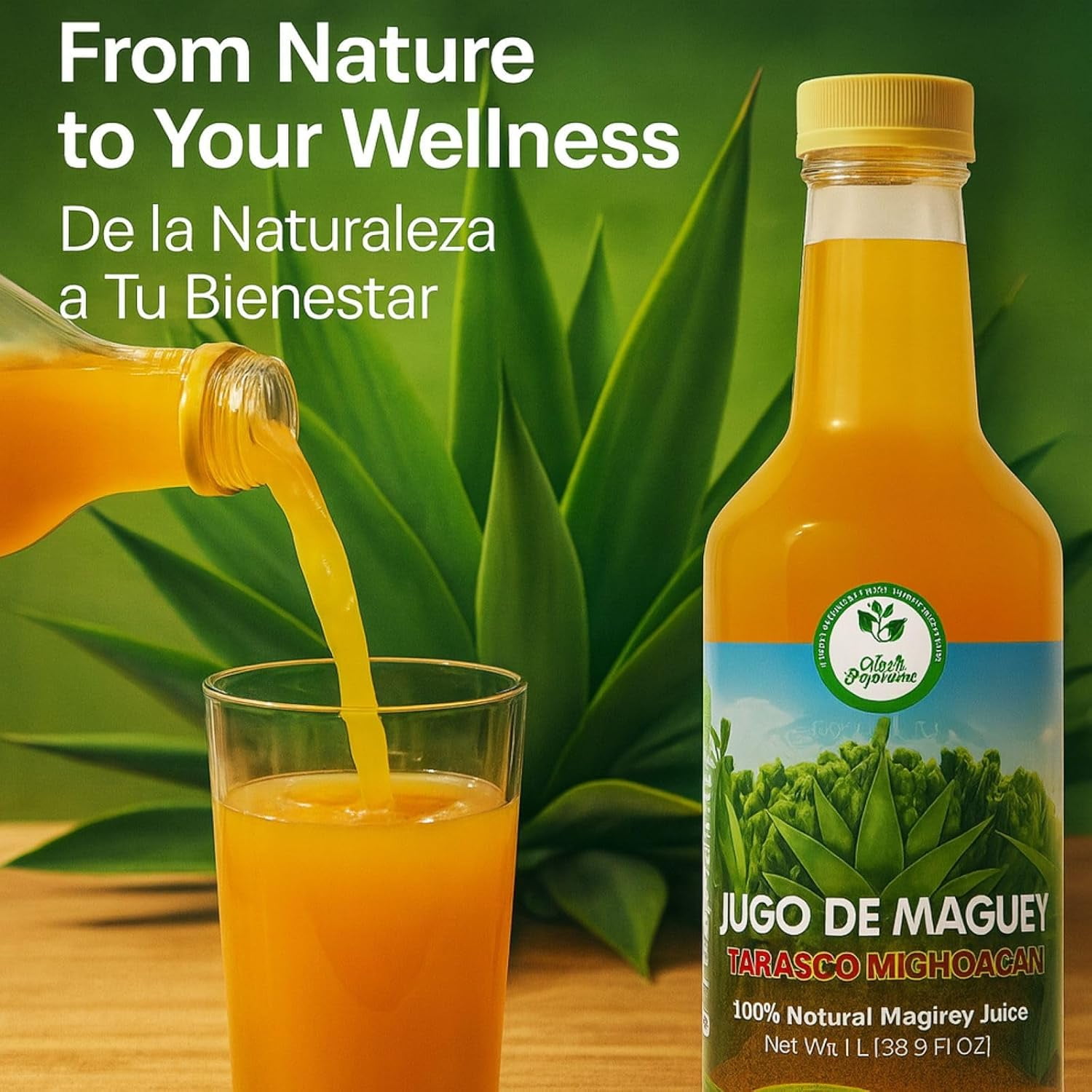 Maguey Juice – 1000 ml (1 L) – Pure Agave Jugo Maguey – Vegan, 100% Artisanal, Non-GMO – Natural Digestive Support