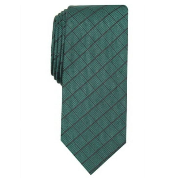 Alfani GREEN Men's Vendetta Grid Silk Blend Slim Tie, O/S