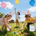 thumbnail image 4 of CaiYueKe Easter Basket with Handles Canvas Bunny Rabbit Candy Egg Hunt Gift Bag for Kids Party Favor Storage Decoration Reusable Carry All Tote, 4 of 7