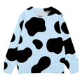 thumbnail image 5 of Coerni Girls Cow Print Sweatshirt Crewneck Long Sleeve Pullovers Casual Baggy Tops for Teen Kids Fall Fashion Daily Wear, 5 of 5