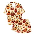 thumbnail image 7 of Halloween Silk Pajamas Women Pajama Set for Women Silk Satin Short Sleeve Button Up Top and Shorts with Halloween Print for Cozy Sleepwear and Elegant Orange M, 7 of 7