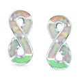 thumbnail image 2 of Bling Jewelry Womens Infinity Symbol Eternity Created Opal Stud Earrings Sterling Silver, 2 of 3