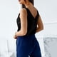thumbnail image 4 of Camiseta sin mangas de seda satinada con cuello en V para mujer - Blusa básica de tirantes de poliéster para verano con estampado floral, 4 of 6