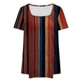 thumbnail image 4 of Puntoco Liquidación de blusas cortas para mujer Blusa holgada de manga corta plisada con cuello grande y estampado para mujer L-5xl, 4 of 4