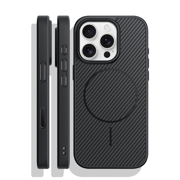 Allytechgroup iPhone 15 Pro Case, Compatible with Mag-safe Slim Shockproof Protective Cover with Carbon Fiber Texture Wireless Charging Support Phone Case for Apple iPhone 15 Pro, Black