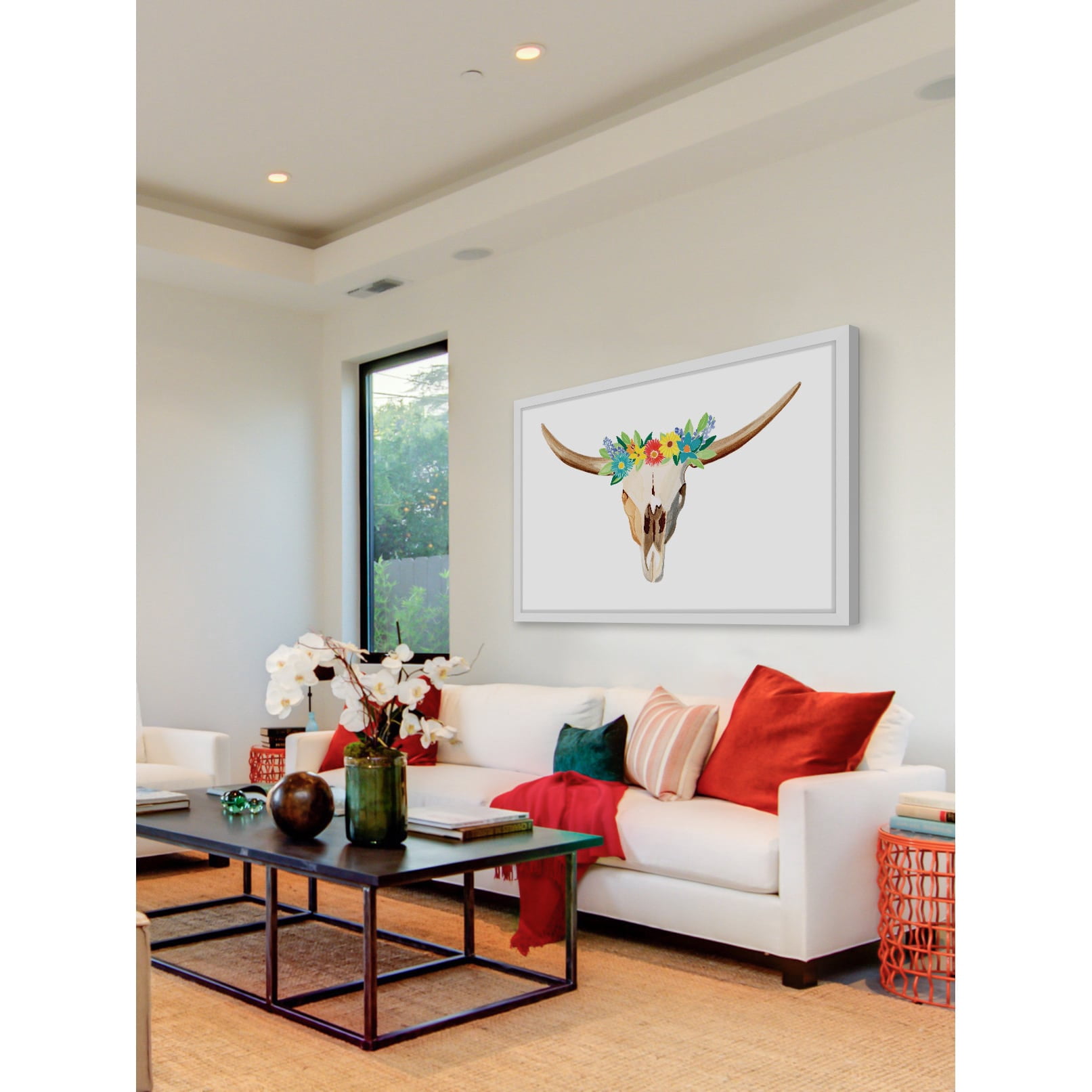 Marmont Hill "Floral Longhorn" by Molly Rosner Framed Painting Print