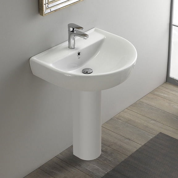 Nameeks CeraStyle 003100U-PED-One Hole Bella 13-3/4" Rectangular Ceramic Pedestal Bathroom