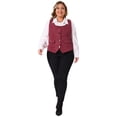 thumbnail image 3 of DARING DIVA Women's Plus Size Sleeveless Jacquard Vest 3X Burgundy, 3 of 7