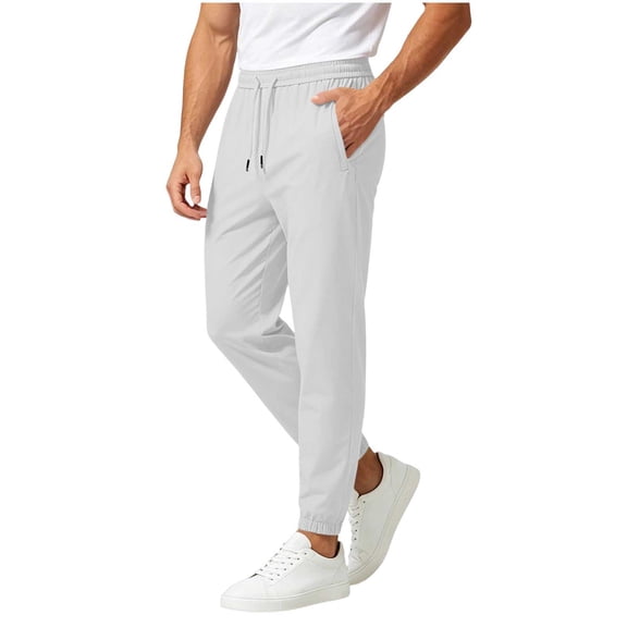 cfhntfmh Mens Casual Joggers Pants Elastic Waist Drawstring Workout Pants with Pockets Loose Athletic Pants (Gray,X-Large)