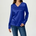 thumbnail image 5 of Fznquz Fall Womens Top Blue Satin Long Sleeve Tee Work Dressy Casual Shirts for Teens Girls, 5 of 5
