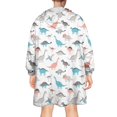 thumbnail image 2 of Wearable Oversized Blanket,White Cartoon Dinosaurs Colorful Pattern Wearable Blanket Hoodie for Adults,Cozy Hooded Blankets with Super Pockets,Super Warm Fuzzy Pullover for Women & Men, 2 of 6