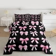 thumbnail image 2 of Feelyou Teen Fashion Ribbon Twin Comforter Sets, Black Pink Bowknot Bedding Set, 2 Pieces, 2 of 8