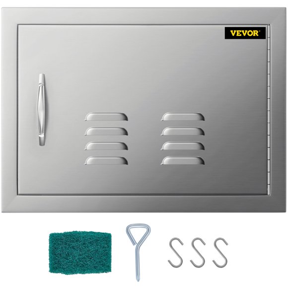 VEVOR 20W x 14H inch BBQ Access Single Door with Vents Horizontal BBQ Island Door Stainless Steel Outdoor Kitchen Doors for Commercial BBQ Grid
