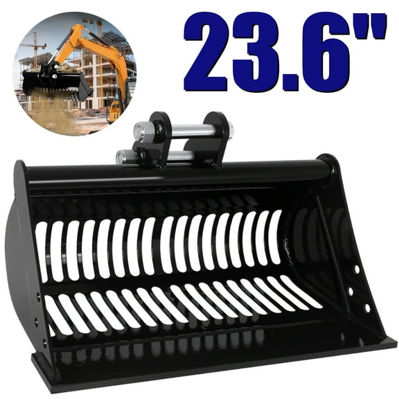 Excavator Attachments Soil Sieving Buckets for Small Digger, High Manganese Steel Filter Frame, 23.6 Inch Sieve Bucket, Precise Stone-Soil Separation Excavator Accessory,  23.6Lx10.8Hx12.6W Size