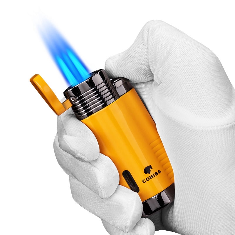 Cigar Lighter Fashion Trend Windproof Direct Punch Metal Titanium Alloy Small Spray Gas Lighters Gift Box
