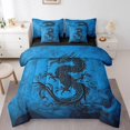thumbnail image 1 of Erosebridal Literie Dragon Noire Format Simple pour Garçons, Ensemble de Lit Faune Format Simple, Bleu Noir, Réversible 7 Pcs, 1 of 5