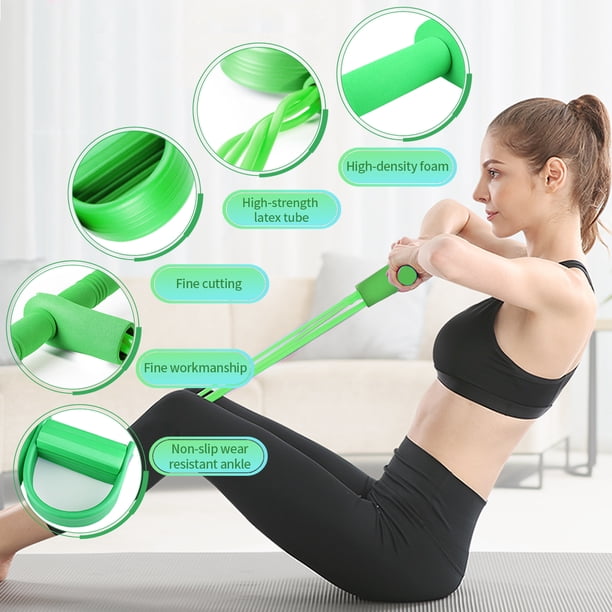 Bande De Résistance 4 Tubes Avec Poignées – Multifonction, élastique En Latex – Pour Abdos, Bras, Jambes Et Dos – Pédale Incluse