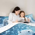 thumbnail image 4 of Castle Fairy Teens Animal Snowy Polar Bear King Size Comforter Sets 3pcs,Winter Snowfall Arctic Scene Comforters King Size,Blue White,Reversible,1 Comforter and 2 Pillowcases, 4 of 6