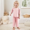 thumbnail image 2 of Toddler Girl Pajamas Thin Solid Print Long Sleeve Crew Neck T-Shirt And Trousers 2 Piece Loungewear Pjs for Girls Size 1-2 Years, 2 of 8