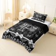 thumbnail image 2 of Manfei Cartoon Initial P Print Twin Comforter Sets,Retro Damask Bedding Set,Black,Black Reversible,2pcs,1 Comforter and 1 Pillowcase, 2 of 7