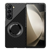 Allytechgroup Carbon Fiber Galaxy Z Fold 7 Case, Shockproof Phone Case for Samsung Galaxy Z Fold 7 with Kickstand and Magnetic Back Cover Compatible with Mag-safe Car Mount, Blacksilver