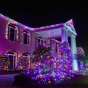 GLUAAE Christmas solar lights 39ft 100 LED Waterproof Outdoor Decoration Lighting for Patio,Lawn,Garden,Holiday,Christmas, Decorations (Multi-color)-2Pack