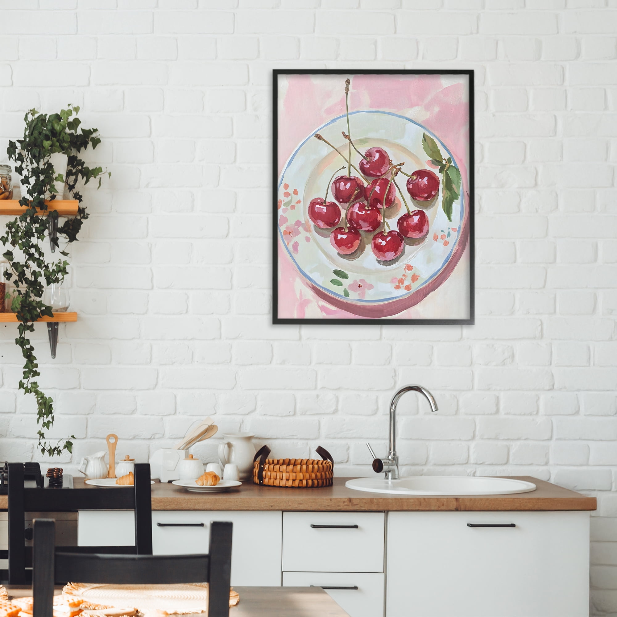 Stupell Industries Plate of Summer Cherries Black Framed Giclee Art, design by The Prints Vibe