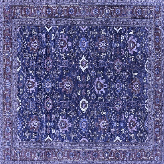 Ahgly Company Machine Washable Indoor Square Oriental Blue Industrial Area Rugs, 3' Square